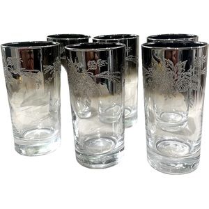 Vitreon Queens Lusterware Silver Ombre Highball Glasses  Silver Fade Glasses